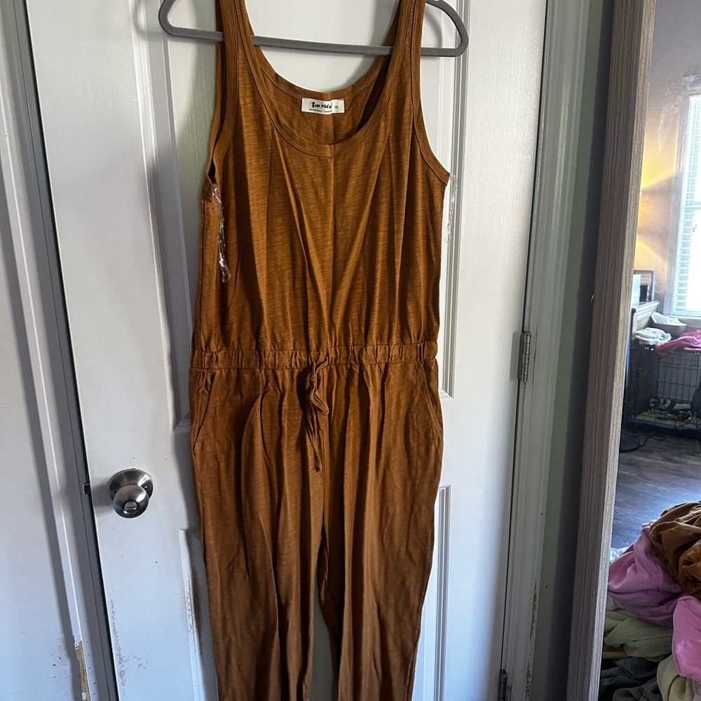 Three Bird Nest Tan Sleeveless Jumpsuit
